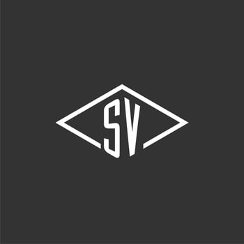 Initials SV logo monogram with simple diamond line style design vector