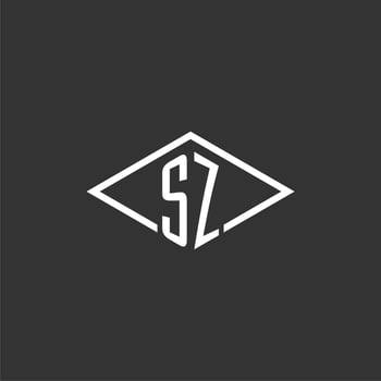 Initials SZ logo monogram with simple diamond line style design vector