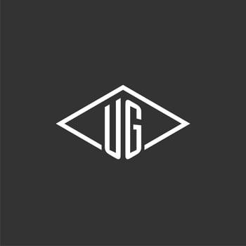 Initials UG logo monogram with simple diamond line style design vector