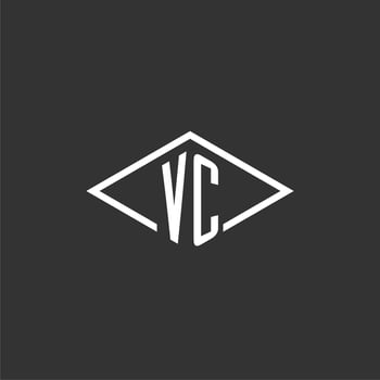 Initials VC logo monogram with simple diamond line style design vector
