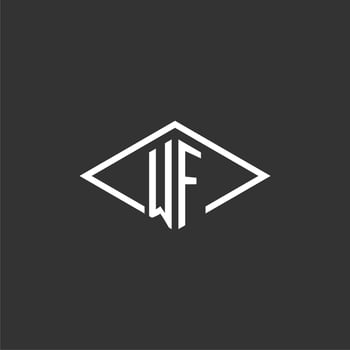 Initials WF logo monogram with simple diamond line style design vector