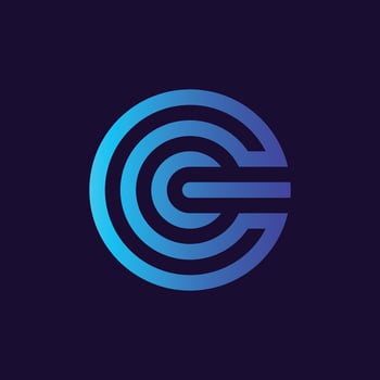 Vibrant pink and blue C letter logo concept. Creative minimal monochrome monogram with lines and finger print pattern. Pro Vector