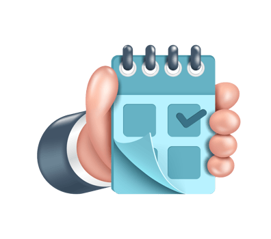 Hand holding pastel blue calendar ,PNG 3d on transparent background for design png