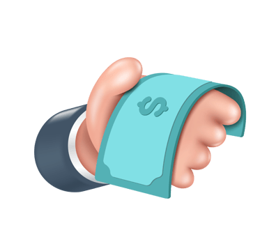 Hand holding a dollar bill or banknote, PNG 3d on transparent background for financial design