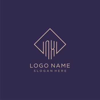 Initials NX logo monogram with rectangle style design vector