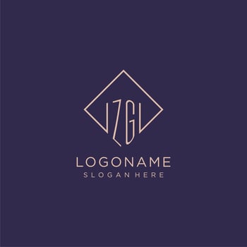 Initials ZG logo monogram with rectangle style design vector