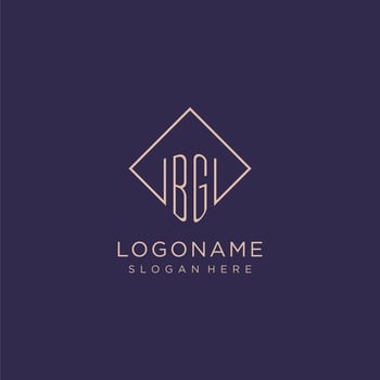Initials BG logo monogram with rectangle style design vector