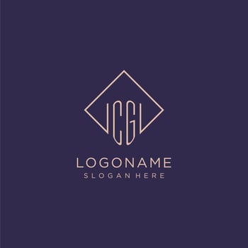 Initials CG logo monogram with rectangle style design vector