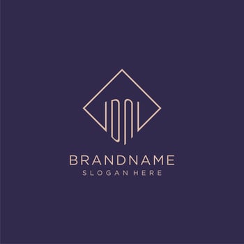 Initials DN logo monogram with rectangle style design vector