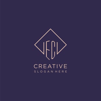 Initials EC logo monogram with rectangle style design vector