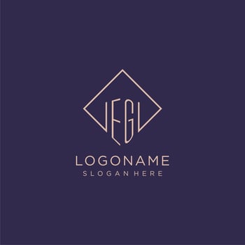 Initials EG logo monogram with rectangle style design vector