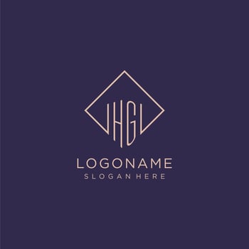 Initials HG logo monogram with rectangle style design vector
