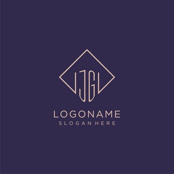 Initials JG logo monogram with rectangle style design vector