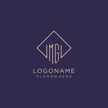 Initials MG logo monogram with rectangle style design vector