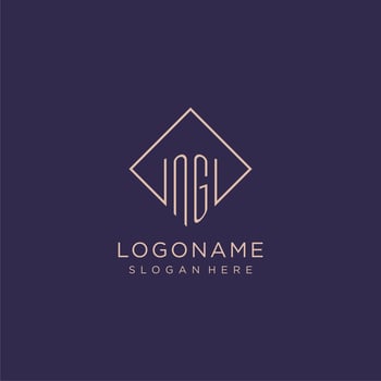 Initials NG logo monogram with rectangle style design vector