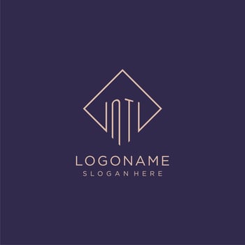 Initials NT logo monogram with rectangle style design vector