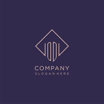 Initials OD logo monogram with rectangle style design vector