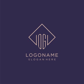 Initials OG logo monogram with rectangle style design vector