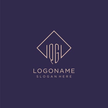 Initials QG logo monogram with rectangle style design vector