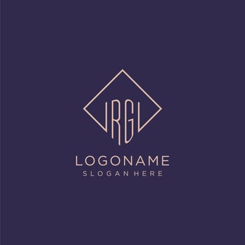 Initials RG logo monogram with rectangle style design vector