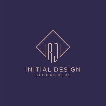 Initials RJ logo monogram with rectangle style design vector