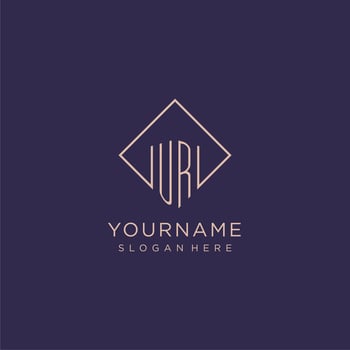 Initials UR logo monogram with rectangle style design vector