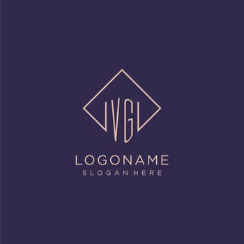 Initials VG logo monogram with rectangle style design vector