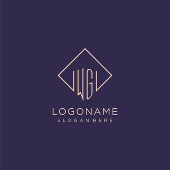 Initials WG logo monogram with rectangle style design vector