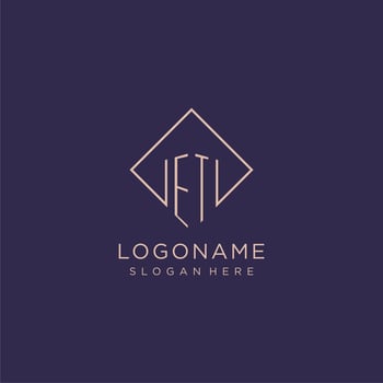 Initials ET logo monogram with rectangle style design vector