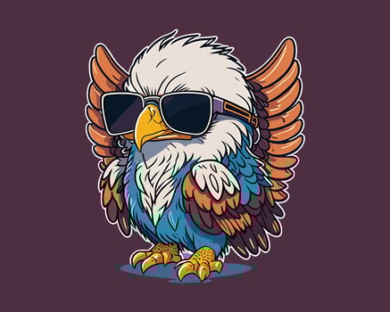 llustration kawaii cute eagle logo sticker, professional Art design vector