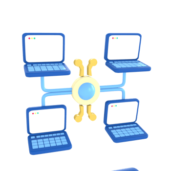 Computer, client networking. financial technology 3D Icon render png