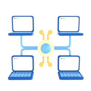 Computer, client networking. financial technology 3D Icon render png