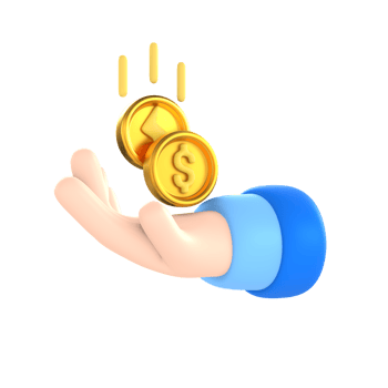 Profit with hand and coin financial technology 3D Icon render png
