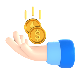 Profit with hand and coin financial technology 3D Icon render png