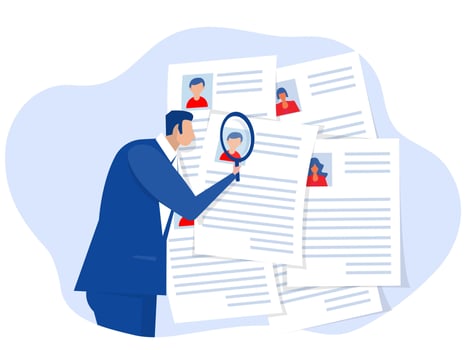 HR service abstract concept businessman search for work, employee profile for Apply for job, job seekers, career advice, hiring, start career, vector illustrator
