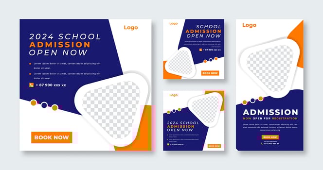 School Education Admission Social Media Post for Online Marketing Promotion Banner, Story and Web Internet Ads Flyer vector