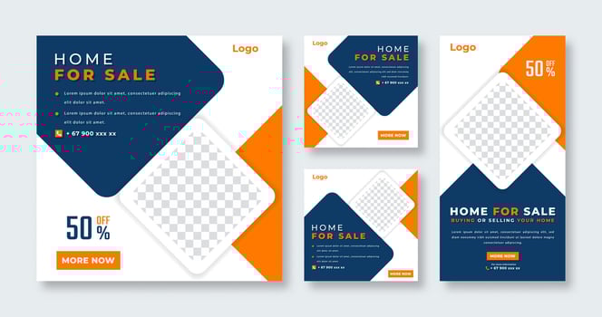 Real Estate Social Media Post for Online Marketing Promotion Banner, Story and Web Internet Ads Flyer vector
