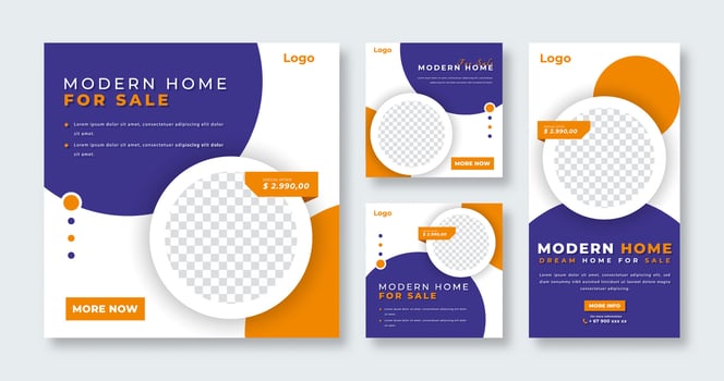 Modern Real Estate Sale Social Media Post for Online Marketing Promotion Banner, Story and Web Internet Ads Flyer vector