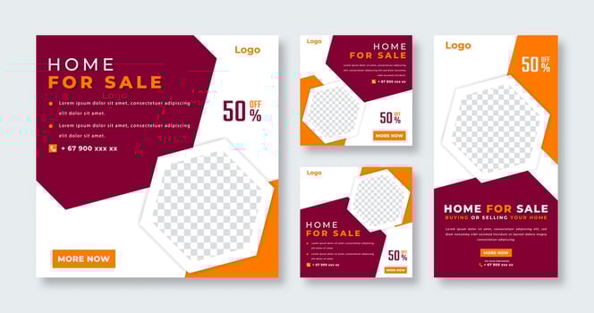 Real Estate Social Media Post for Online Marketing Promotion Banner, Story and Web Internet Ads Flyer vector