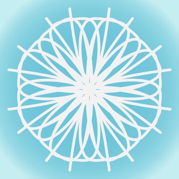 Snowflake vector abstract shape on blue gradient background