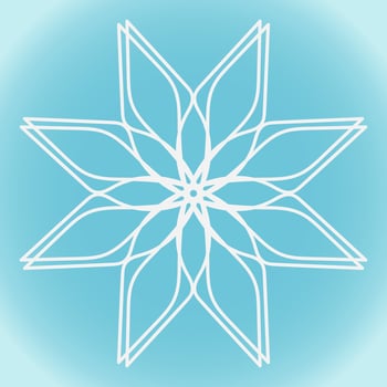 Snowflake vector abstract shape on blue gradient background