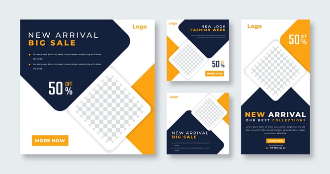 Fashion Big Sale Social Media Post for Online Marketing Promotion Banner, Story and Web Internet Ads Flyer vector