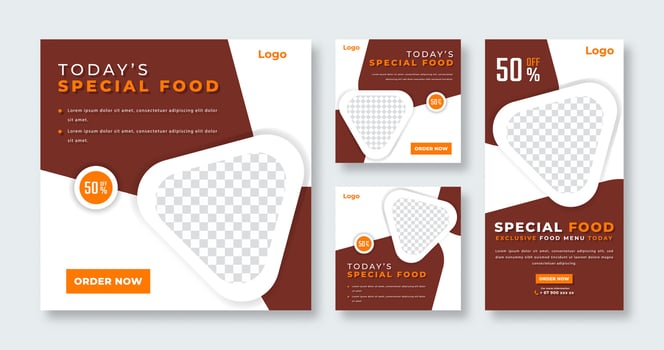 Special Food Restaurant Social Media Post for Online Marketing Promotion Banner, Story and Web Internet Ads Flyer vector