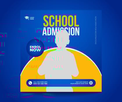 School Admission Social Media Post Design Template vector