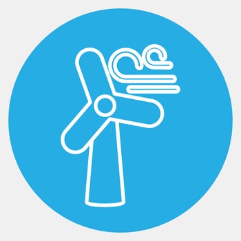 Icon wind turbine. Ecology and environment elements. Icons in blue round style. Good for prints, posters, logo, infographics, etc. vector