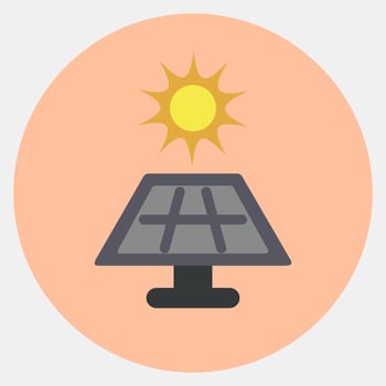 Icon solar energy panel. Ecology and environment elements. Icons in color mate style. Good for prints, posters, logo, infographics, etc. vector