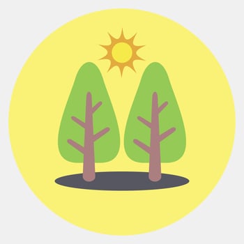 Icon forest. Ecology and environment elements. Icons in color mate style. Good for prints, posters, logo, infographics, etc. vector
