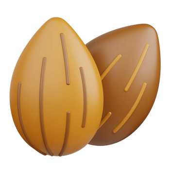 3d rendering almond isolated useful for food, allergen, allergy, disease and antigen design element png