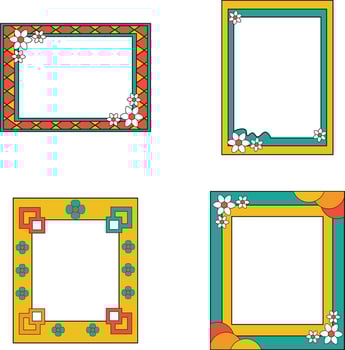 Geometric Retro Pop Frame with Colorful Pattern. Vector Illustration