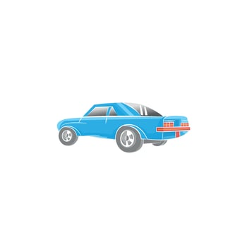 blue car vector , car logo, vintage blue car, flat car design
